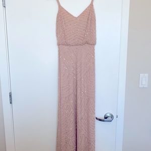 Adrianna Papell Champagne Beaded Bridesmaid Dress